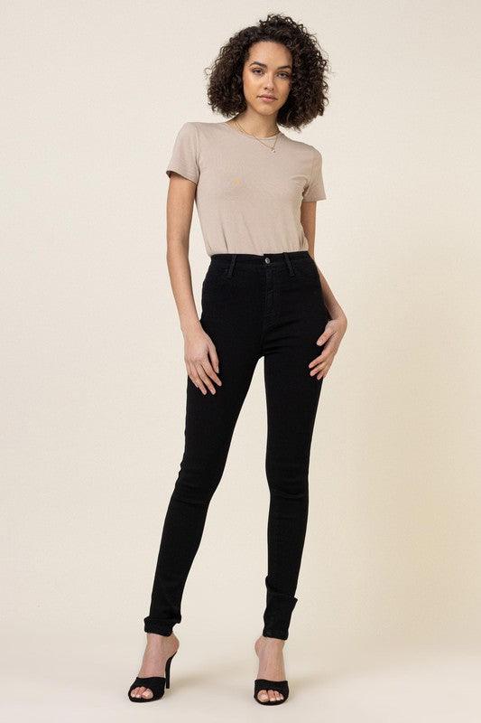 Classic High-Waisted Black Skinny Jeans - Studio 653