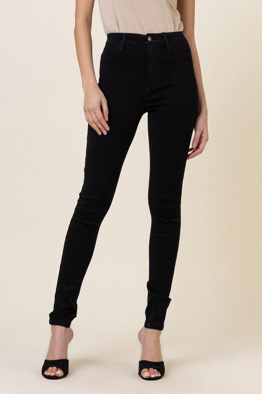 Classic High-Waisted Black Skinny Jeans - Studio 653