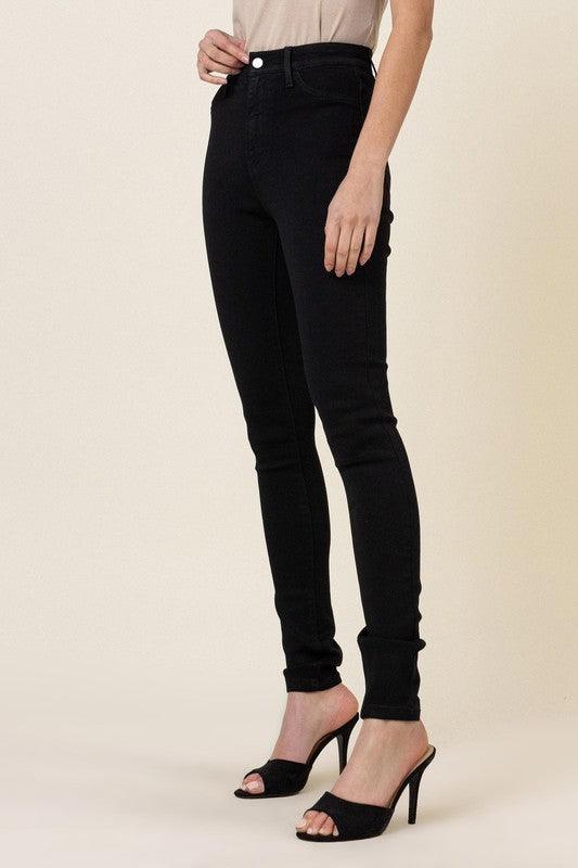 Classic High-Waisted Black Skinny Jeans - Studio 653