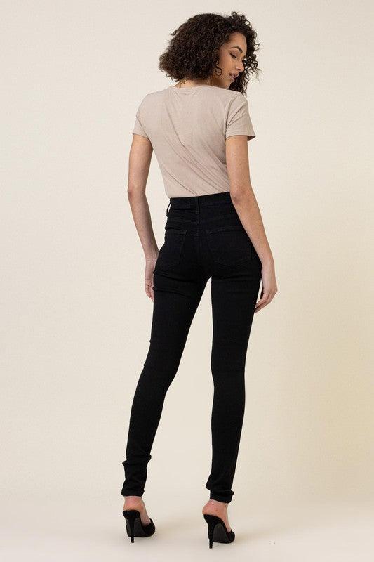 Classic High-Waisted Black Skinny Jeans - Studio 653