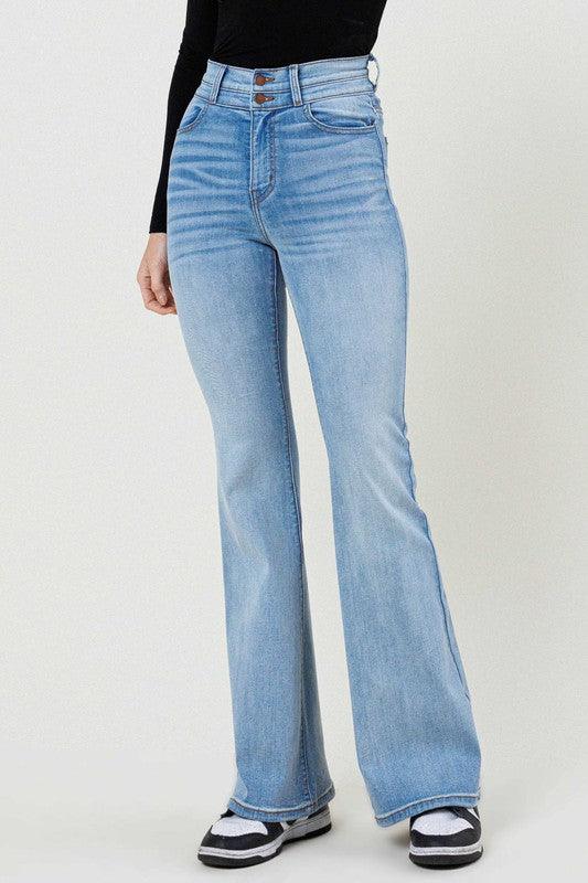 High-Waisted Double Waist Flare Jean - Studio 653