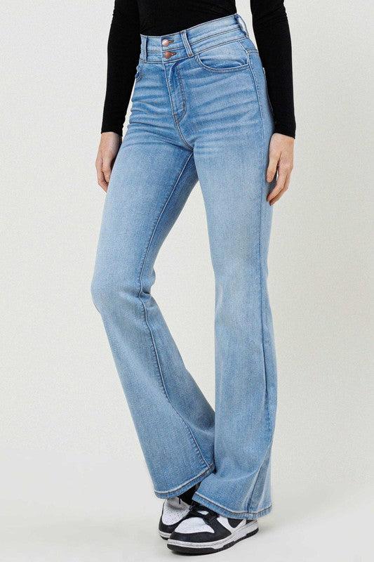 High-Waisted Double Waist Flare Jean - Studio 653