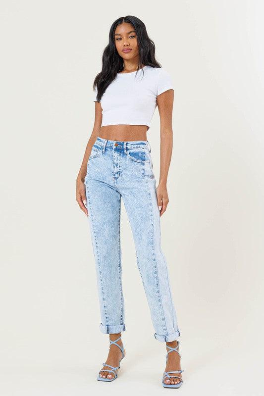 High-Rise Acid Washed Boyfriend Jeans - Studio 653