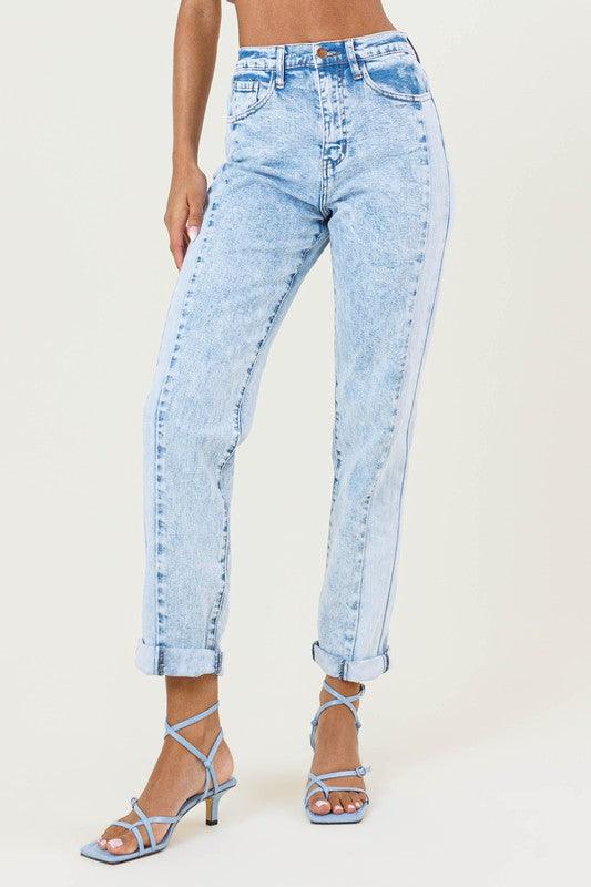 High-Rise Acid Washed Boyfriend Jeans - Studio 653