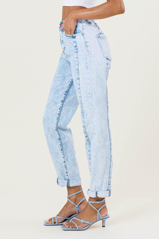 High-Rise Acid Washed Boyfriend Jeans - Studio 653