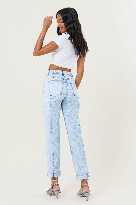 High-Rise Acid Washed Boyfriend Jeans - Studio 653