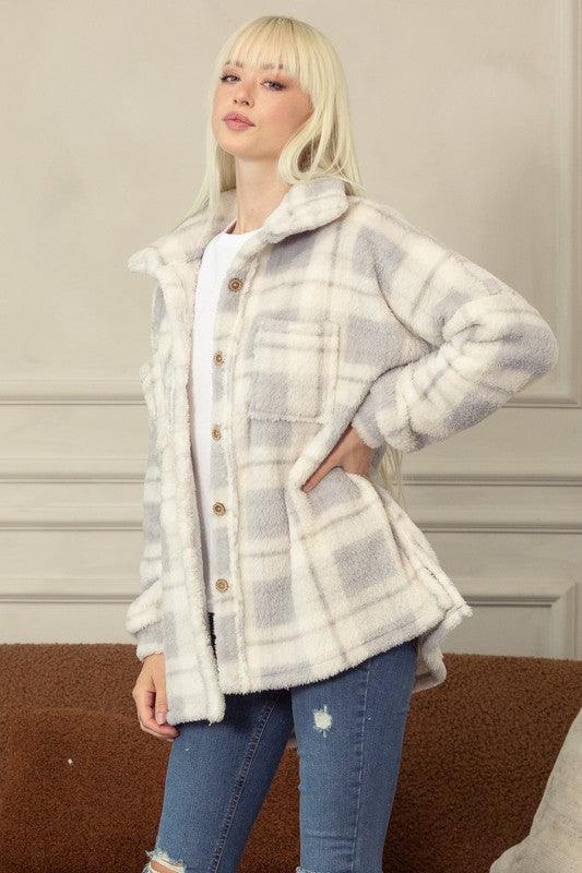 Fleece Plaid Shacket - Studio 653