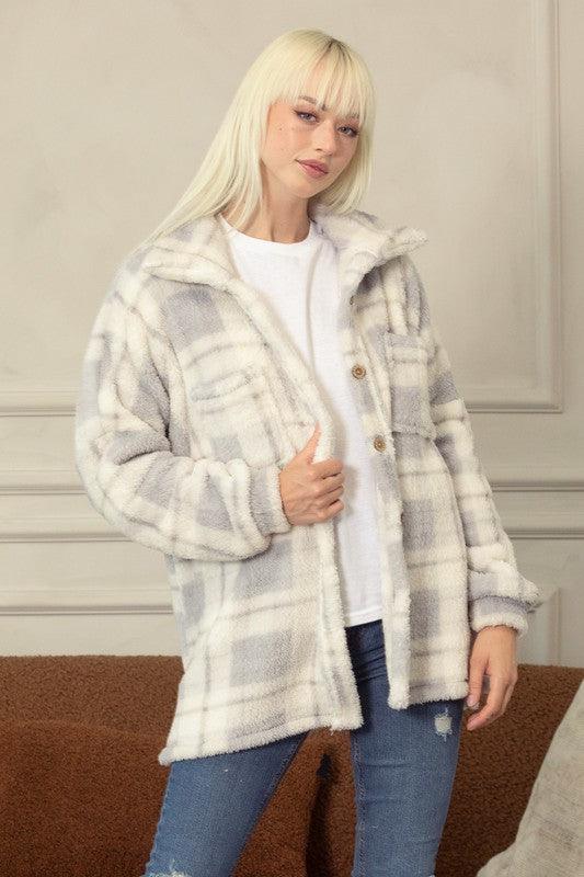 Fleece Plaid Shacket - Studio 653