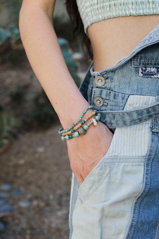 Turquoise Mixed Bead Stackable Bracelet - Studio 653