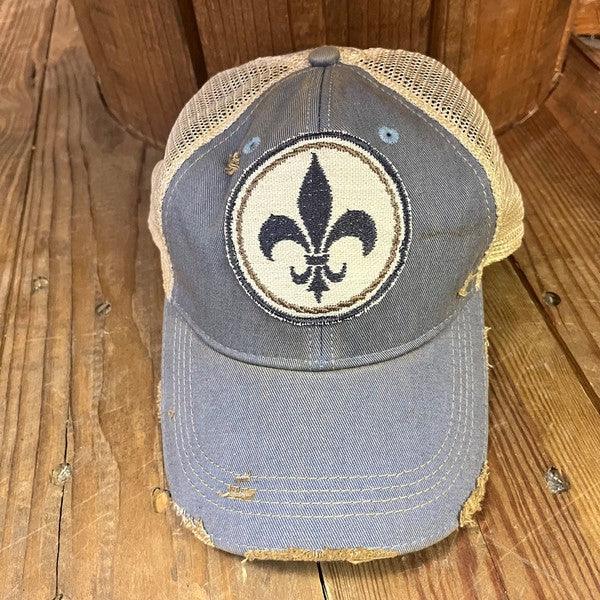 Distressed Fleur de Lis Trucker Hat - Studio 653