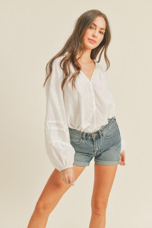 White Button Down Top - Studio 653