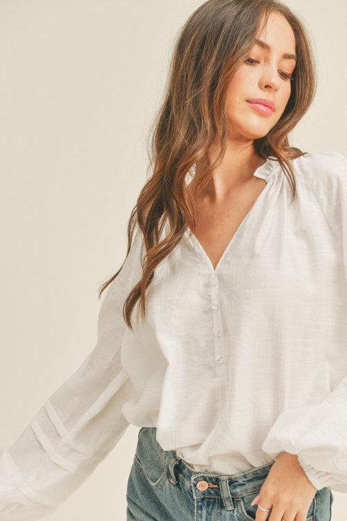 White Button Down Top - Studio 653