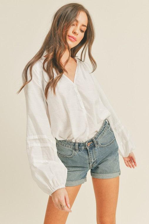 White Button Down Top - Studio 653