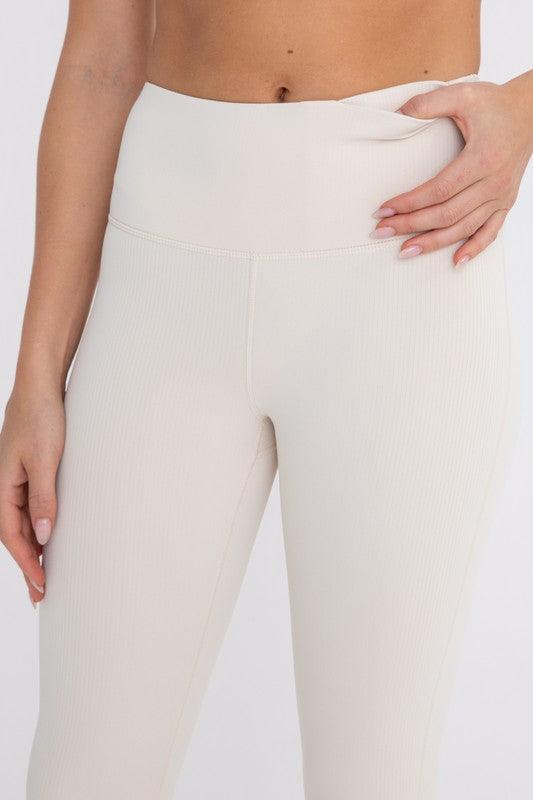 Jacquard Ribbed High-Waisted Leggings - Studio 653