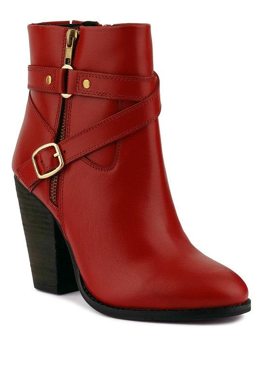 Cat- Track Leather Heeled Ankle Boots - Studio 653