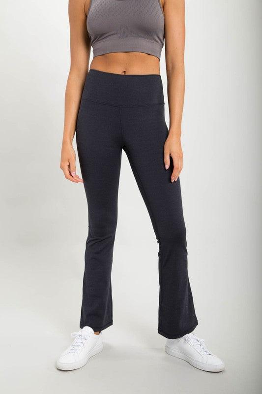 Flare Swoop Back High-Waisted Leggings - Studio 653