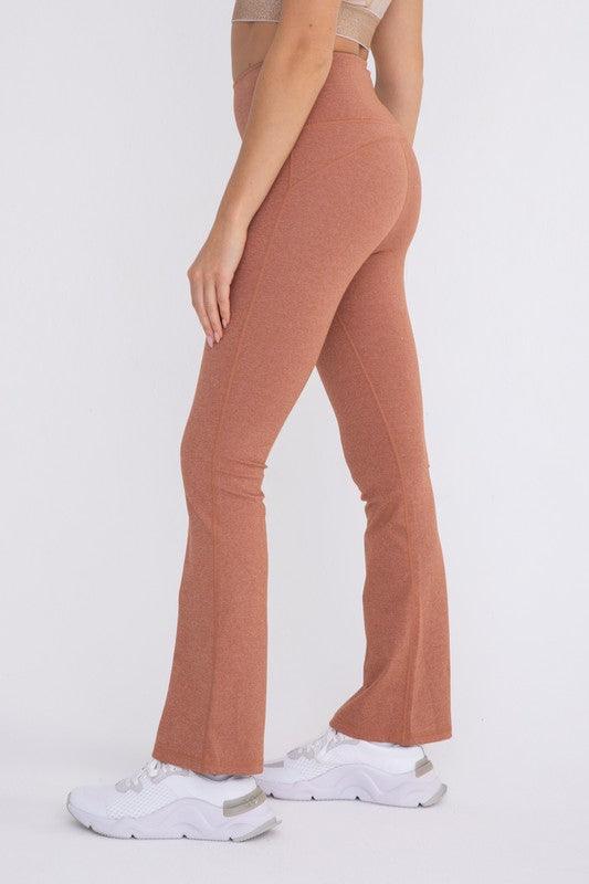 Flare Swoop Back High-Waisted Leggings - Studio 653