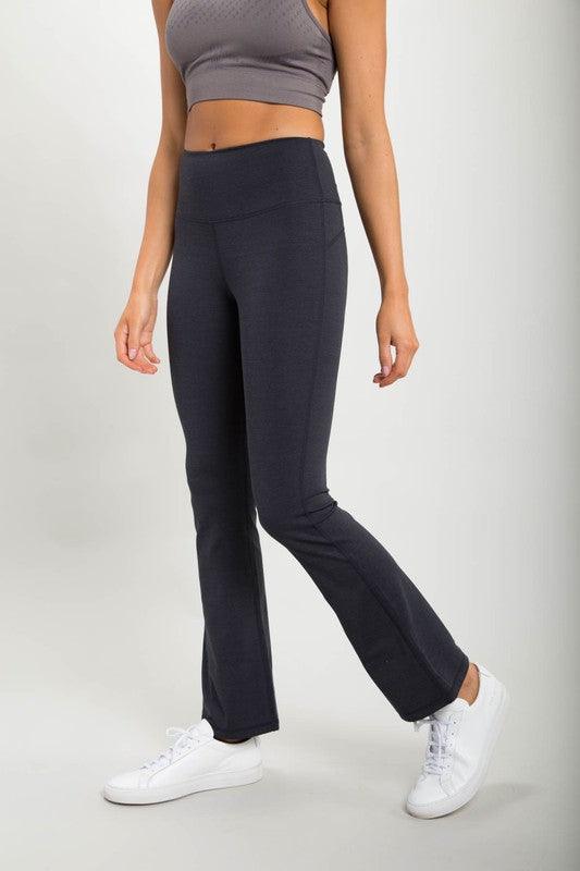 Flare Swoop Back High-Waisted Leggings - Studio 653