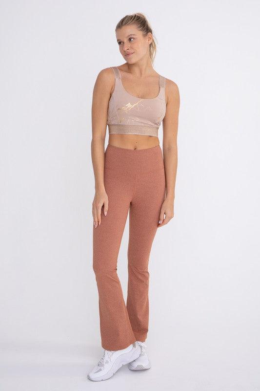 Flare Swoop Back High-Waisted Leggings - Studio 653