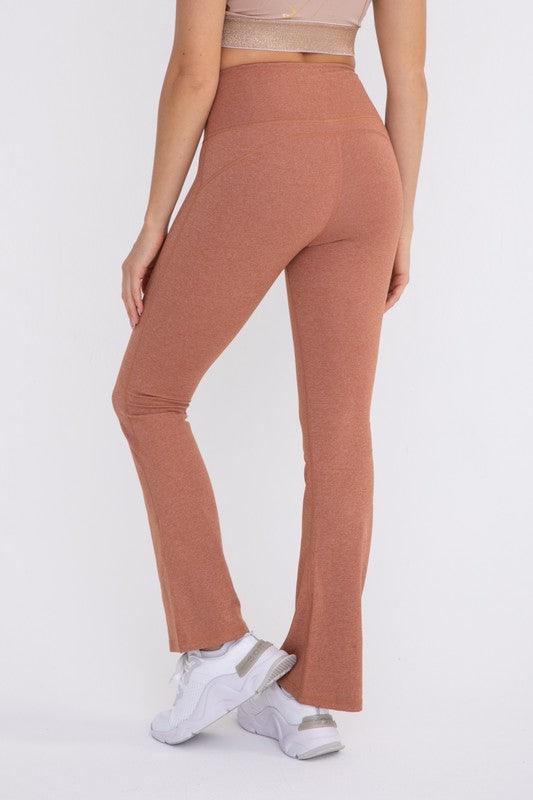 Flare Swoop Back High-Waisted Leggings - Studio 653