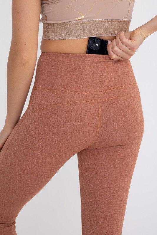 Flare Swoop Back High-Waisted Leggings - Studio 653