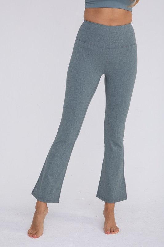 Flare Swoop Back High-Waisted Leggings - Studio 653