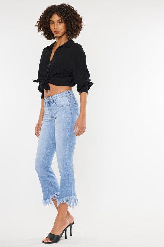 High-Rise Crop Bootcut Denim Pants - Studio 653