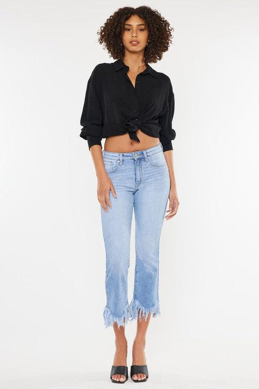 High-Rise Crop Bootcut Denim Pants - Studio 653