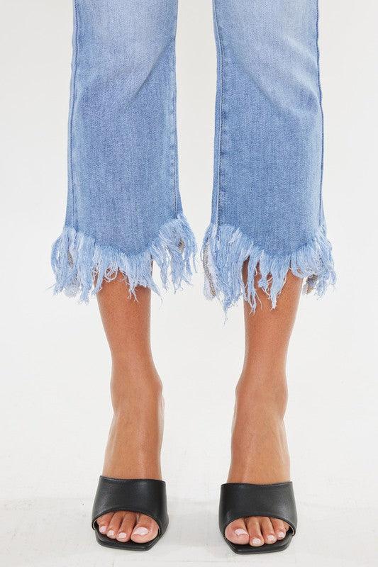 High-Rise Crop Bootcut Denim Pants - Studio 653