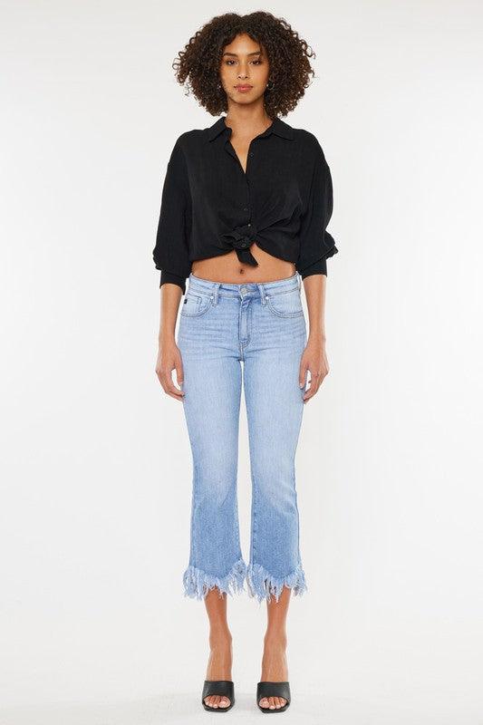 High-Rise Crop Bootcut Denim Pants - Studio 653