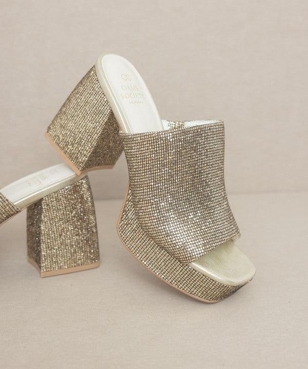 Crystal-Sparkling Platform Slide - Studio 653