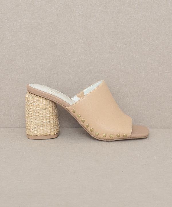 Serena - Studded Raffia Slide Heel - Studio 653