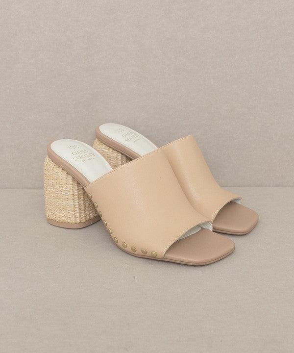 Serena - Studded Raffia Slide Heel - Studio 653