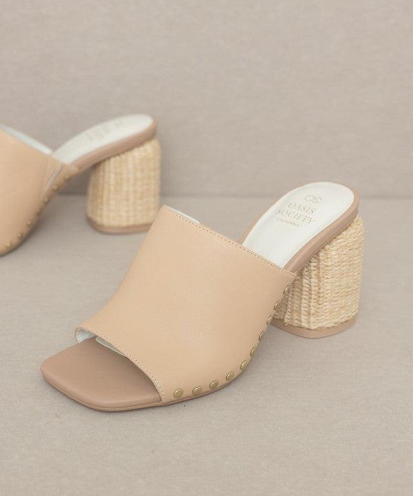 Serena - Studded Raffia Slide Heel - Studio 653