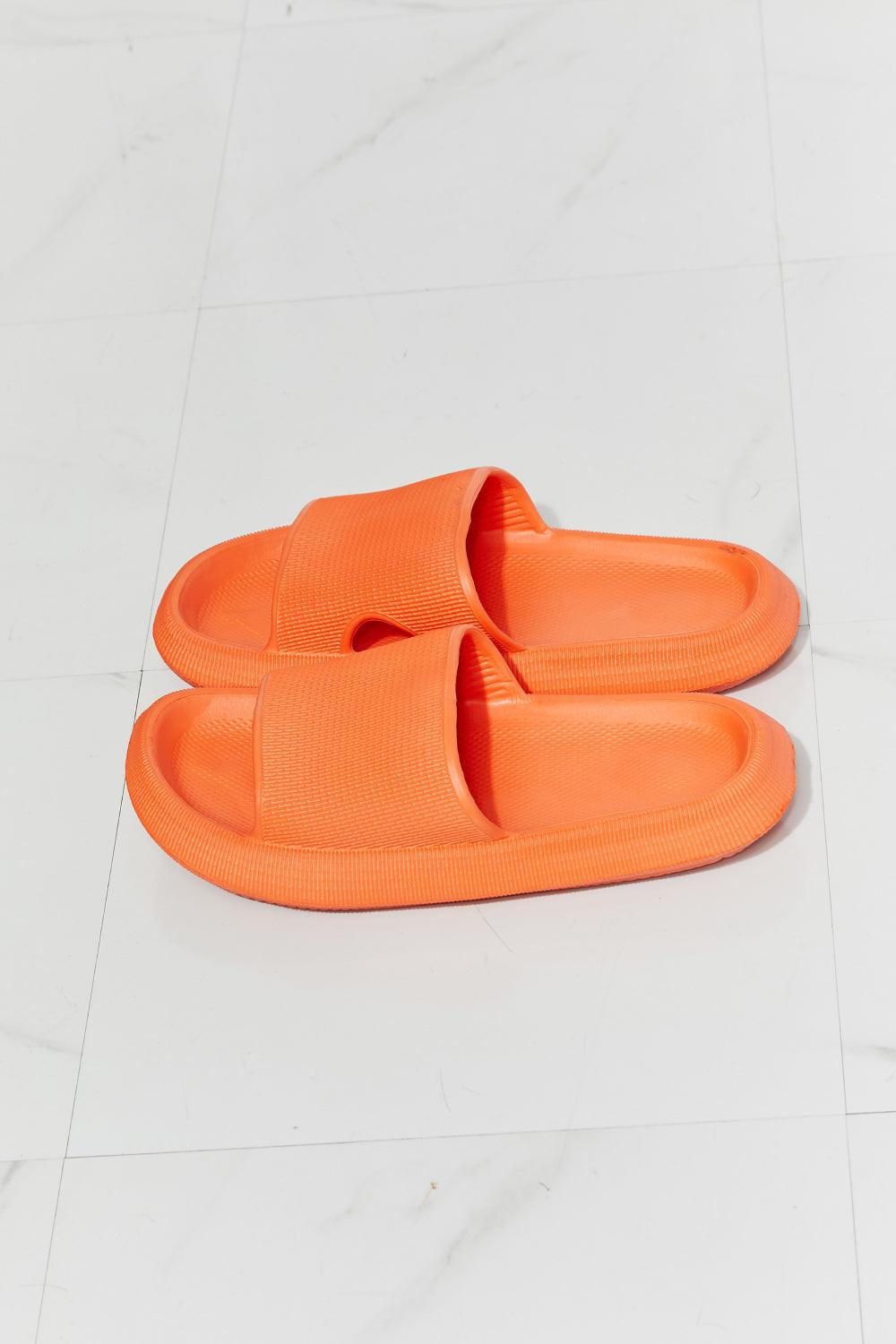 Arms Around Me Open Toe Slide in Orange - Studio 653