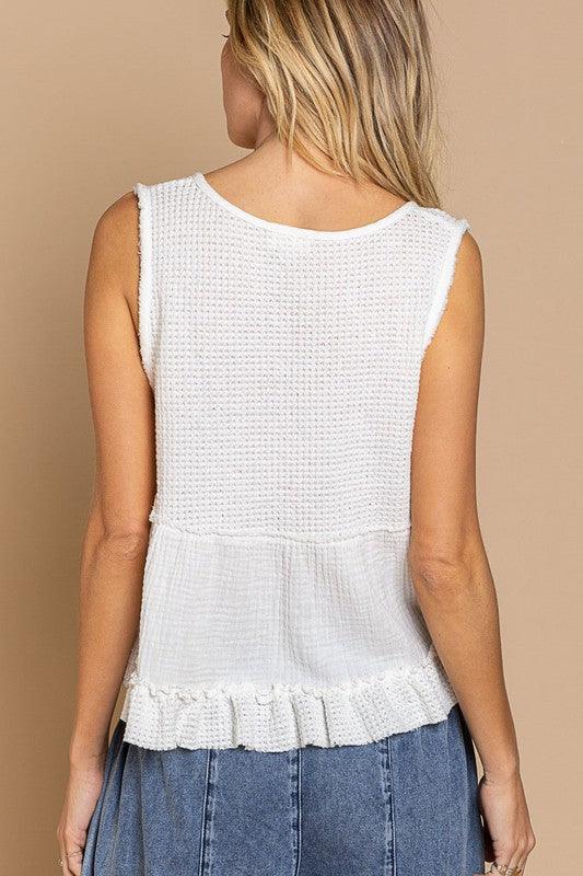 Sleeveless V-neck Mini Babydoll Tank Top - Studio 653