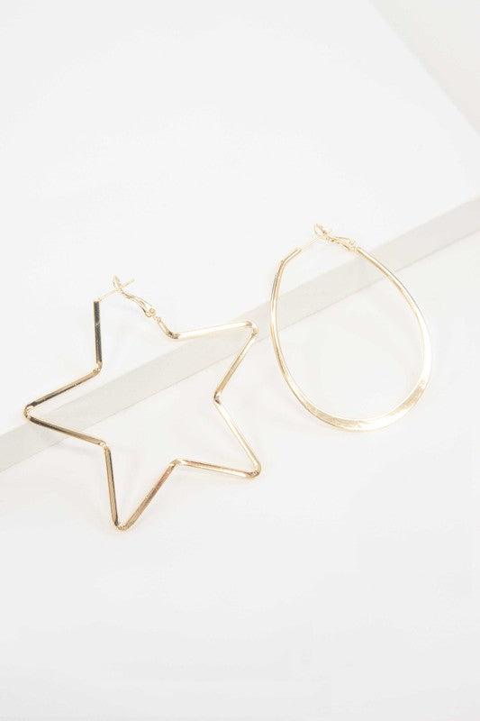 2D Shapes Asymmetrical Hoop Earrings - Studio 653