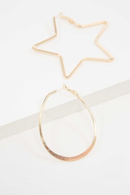 2D Shapes Asymmetrical Hoop Earrings - Studio 653