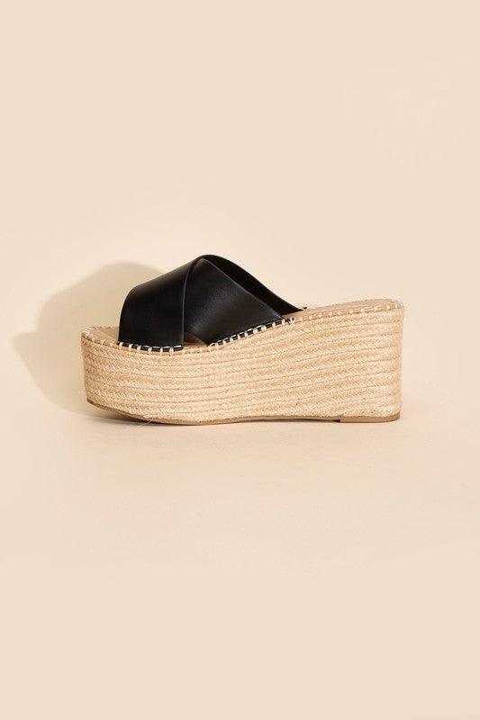 Raffia Platform Slides - Studio 653