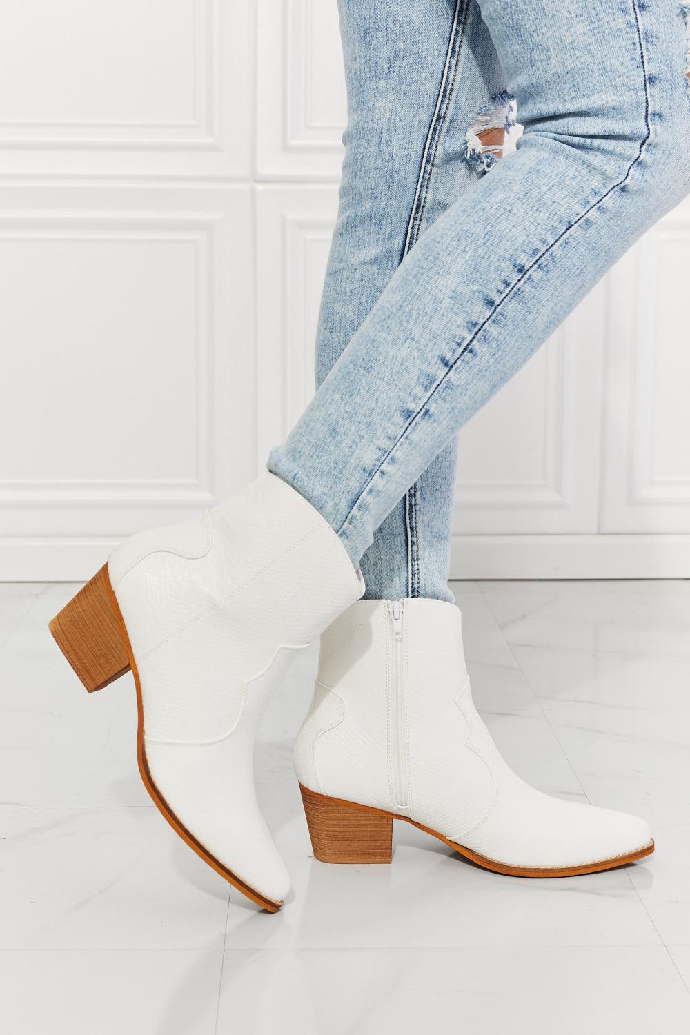 Watertower Town Faux Leather Western Ankle Boots in White - Studio 653