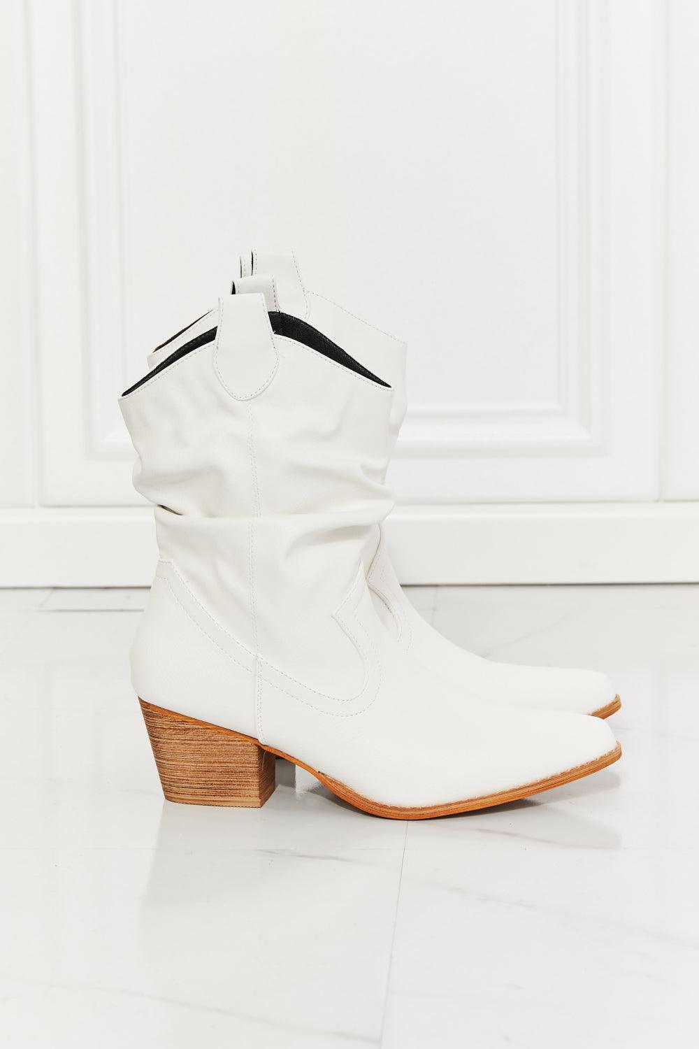 Better in Texas Scrunch Cowboy Boots in White - Studio 653