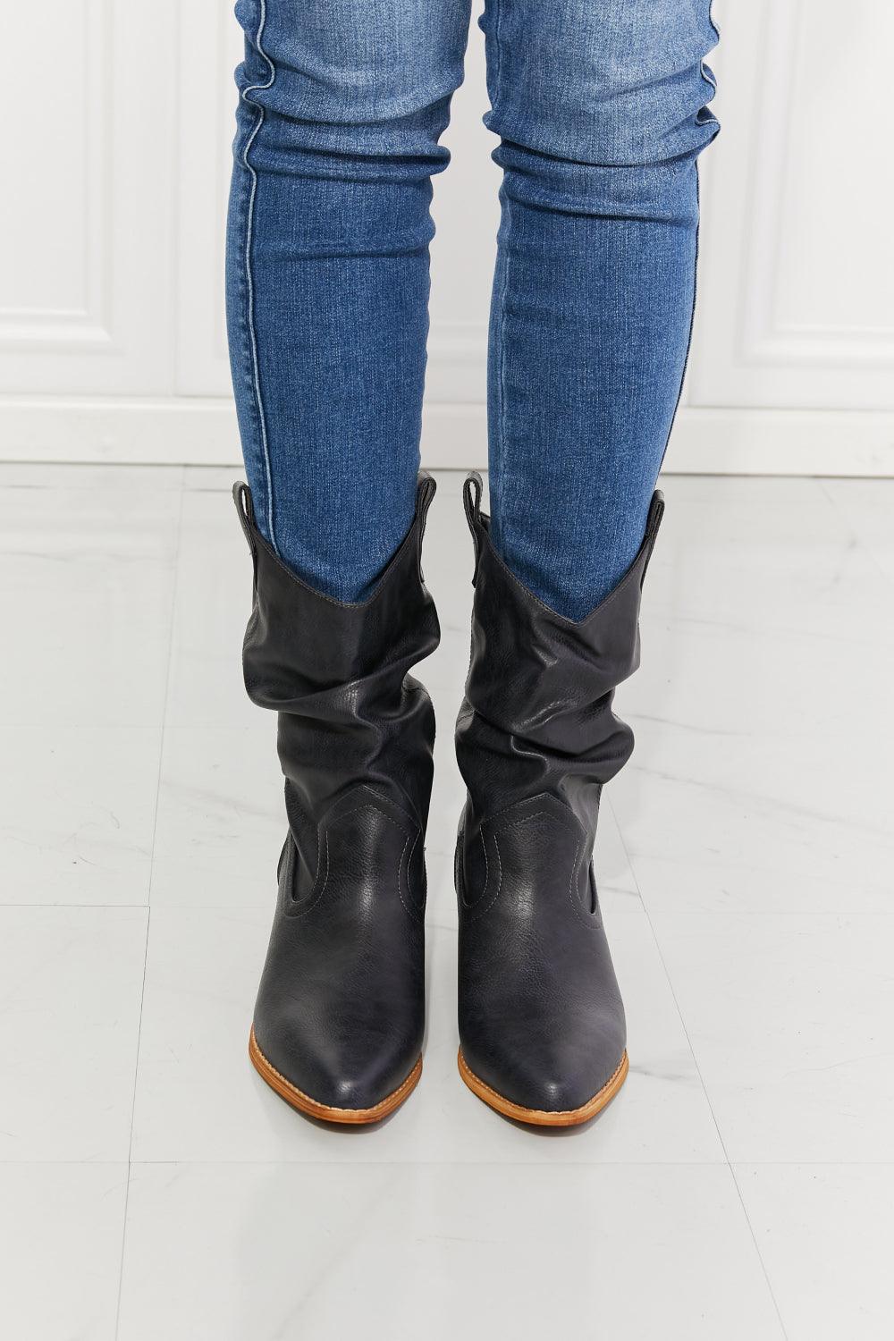 Better in Texas Scrunch Cowboy Boots in Navy - Studio 653