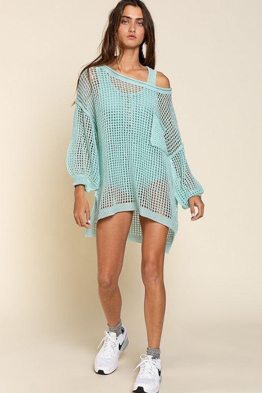 Oversized Fit See-through Pullover Sweater - Studio 653