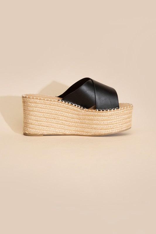 Raffia Platform Slides - Studio 653