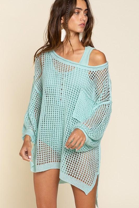 Oversized Fit See-through Pullover Sweater - Studio 653