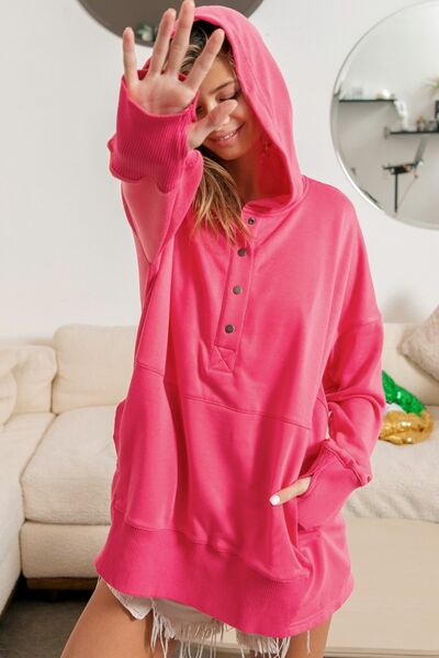 Bibi Half Snap Thumbhole Long Sleeve Hoodie