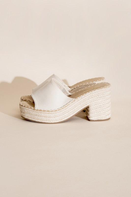 Platform Espadrille Block Heel Mules - Studio 653