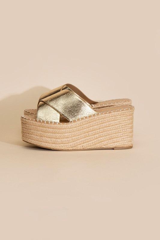 Raffia Platform Slides - Studio 653