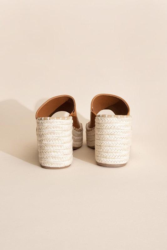 Platform Espadrille Block Heel Mules - Studio 653