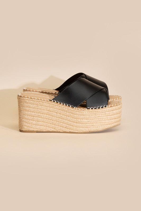 Raffia Platform Slides - Studio 653